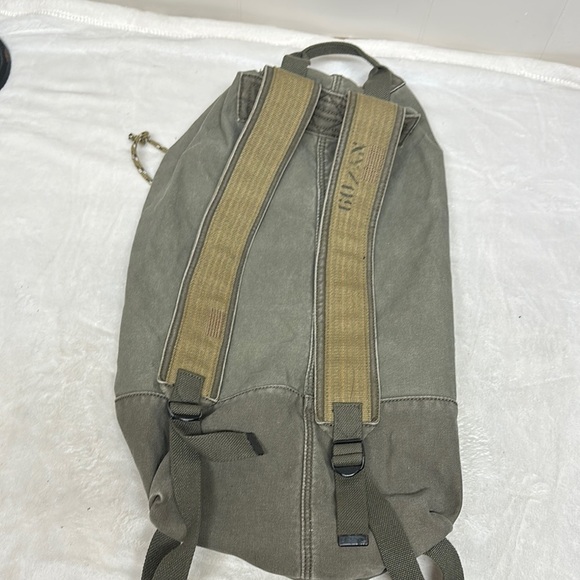Green Canvas Duffel Bag with Drawstring Closure - Picture 3 of 10
